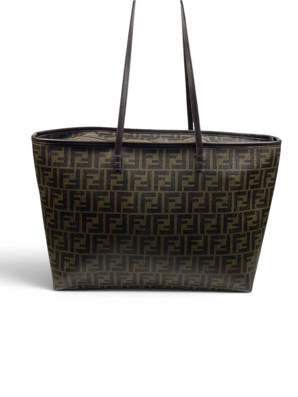 Fendi Roll Brown Monogram Canvas Tote Bag